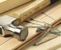 Construction hammer and nails